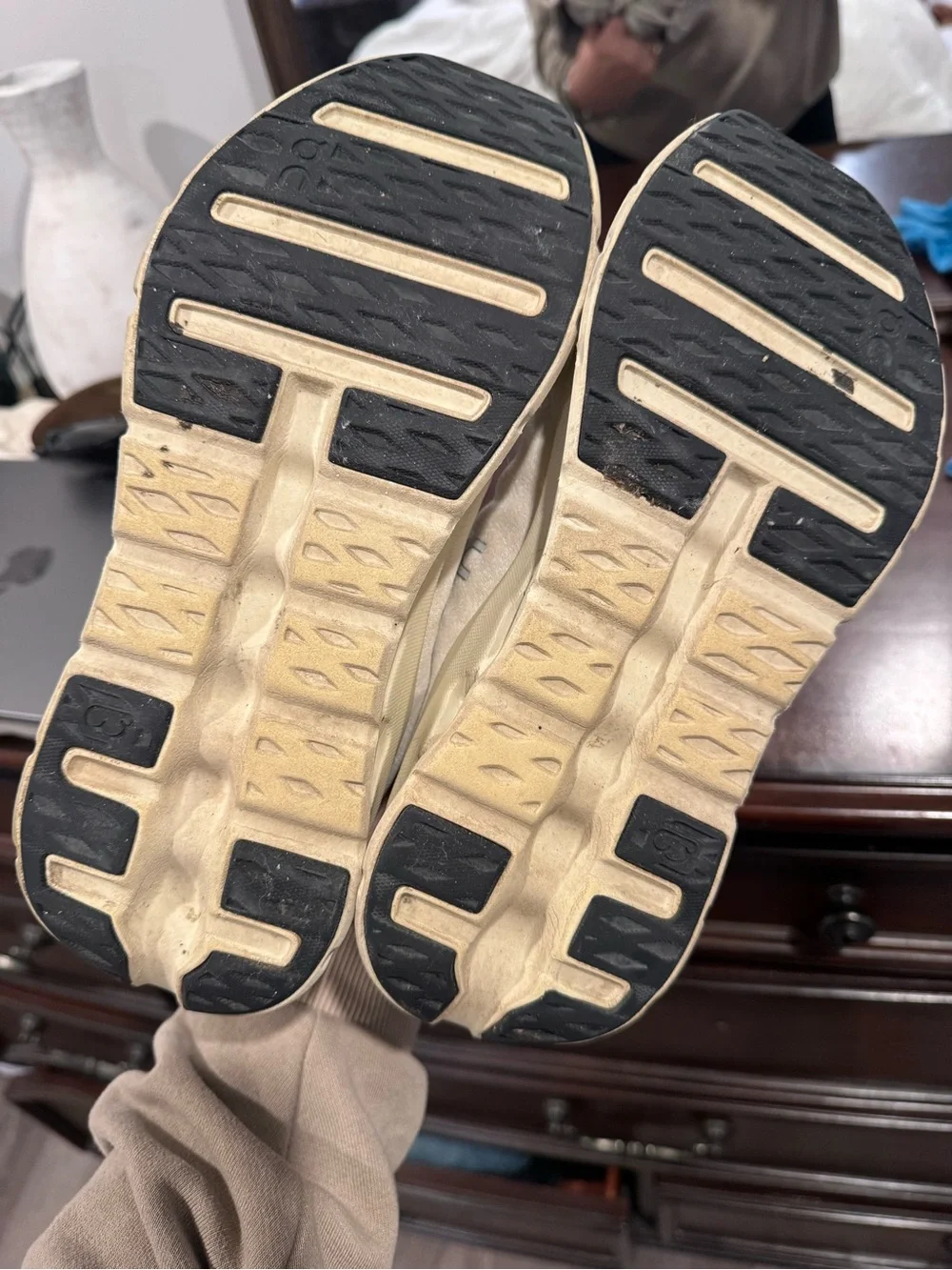On Running Men’s Athletic Shoes in Cream with Red Accents